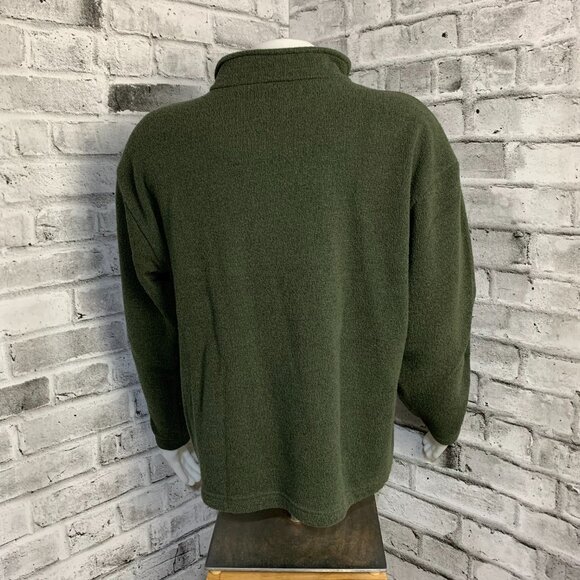Vintage 1/4 Zip Fleece Henley Sweater Jacket Mens L Embroidered Green Pullover - Picture 5 of 11